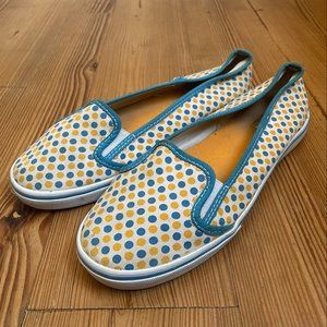 Vans slide blue and yellow polka dot sneaker SIZE 8.5